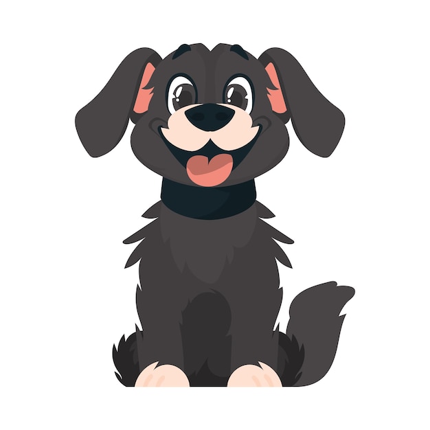 Amusant joyeux chien sombre souriant style de dessin animé canin Illustration vectorielle