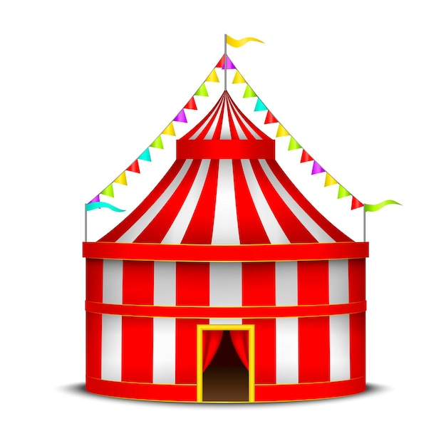 Amusement, Festival Ou Carnaval De Symbole De Tente De Cirque Rayé Pour La Première Représentation D'invitation. Illustration Vectorielle