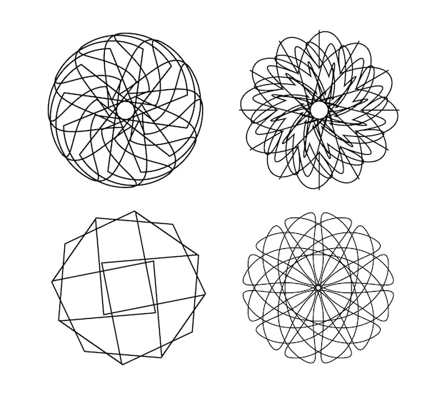 L'an 2000 A Défini Des Ornements Graphiques Futuristes Rétro Vecteur Des Formes Géométriques De Cercle