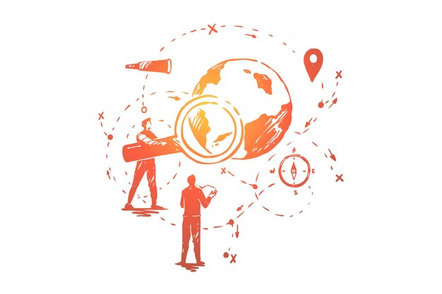 Analyse de données globales, recherche SEO, illustration de développement de système de navigation