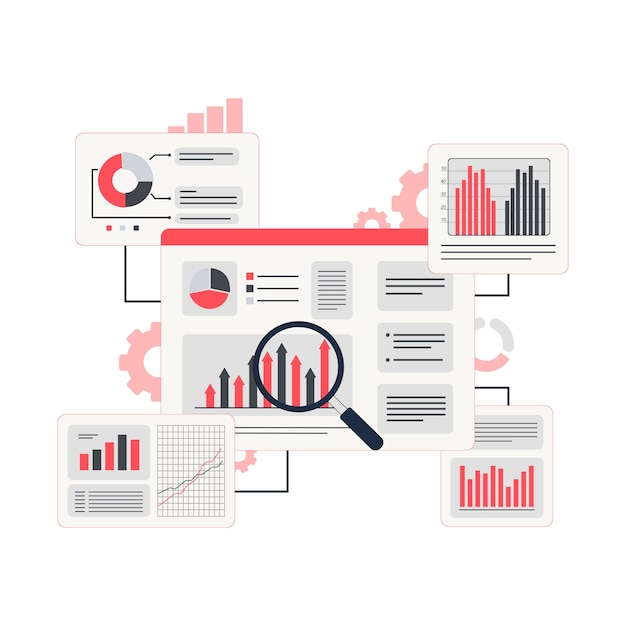 Analyse des données Illustration vectorielle de l'information et de la surveillance Analyse des données Conception de la conception