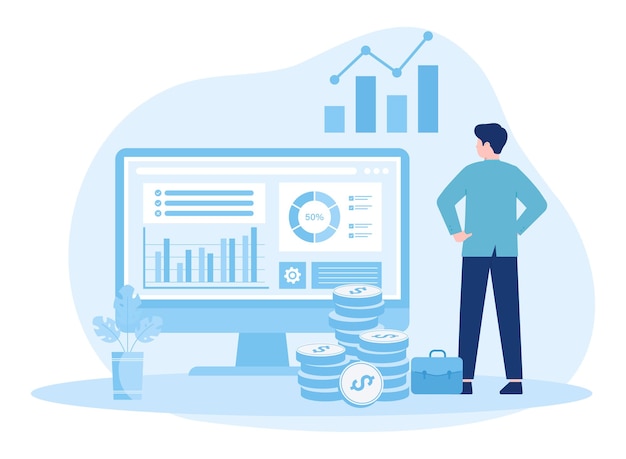 analyse graphique du concept de données de croissance illustration plate