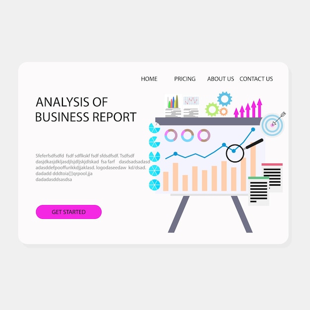 Analyse de la page de destination graphique du rapport d'activité