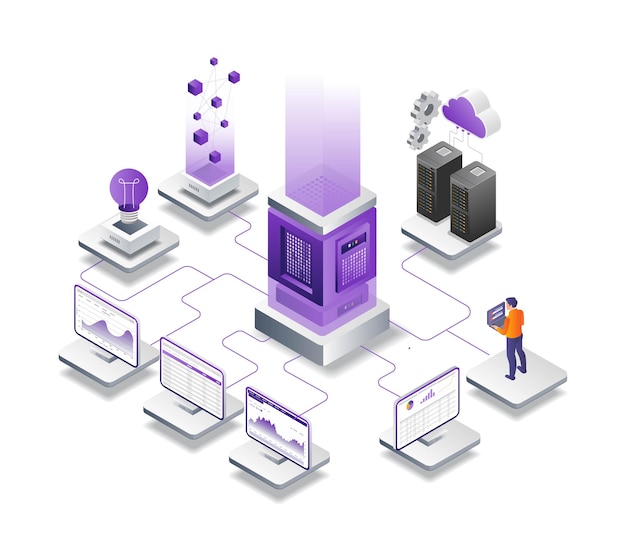 Vecteur analyste de données serveurs et hébergement