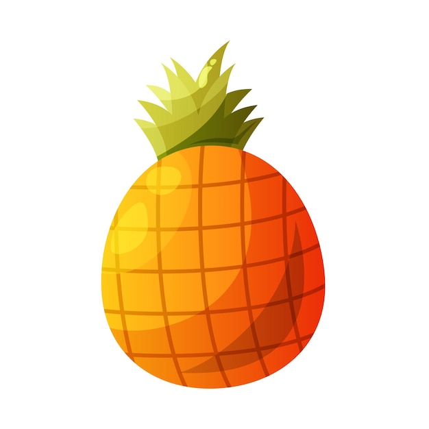 Ananas De Dessin Animé Fruits Tropicaux D'été Ananas Fruit Illustration Vectorielle Dessin Animé Isolé Sur Blanc