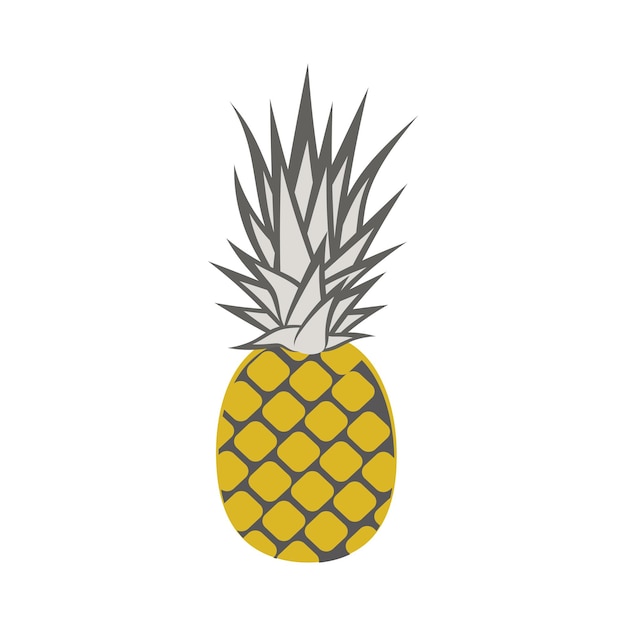 Ananas dessiné main mignon isolé sur fond blanc. Ananas de dessin animé.