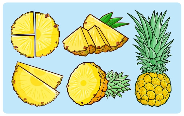 Ananas Drôle Et Frais Pour L'heure D'été Dans Un Style Doodle