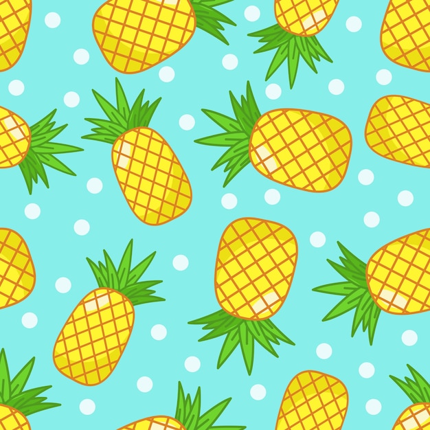 Ananas Avec Motif Sans Soudure De Fond Bleu Et Points.