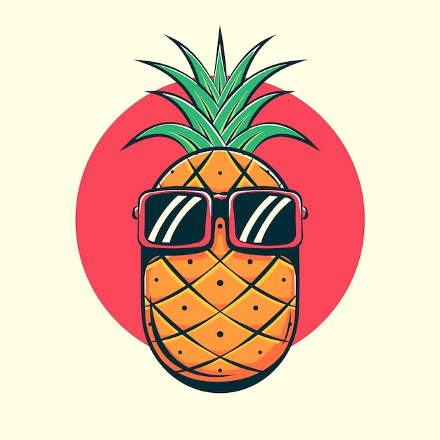 Ananas Porter Des Lunettes Illustration De Dessin Animé.