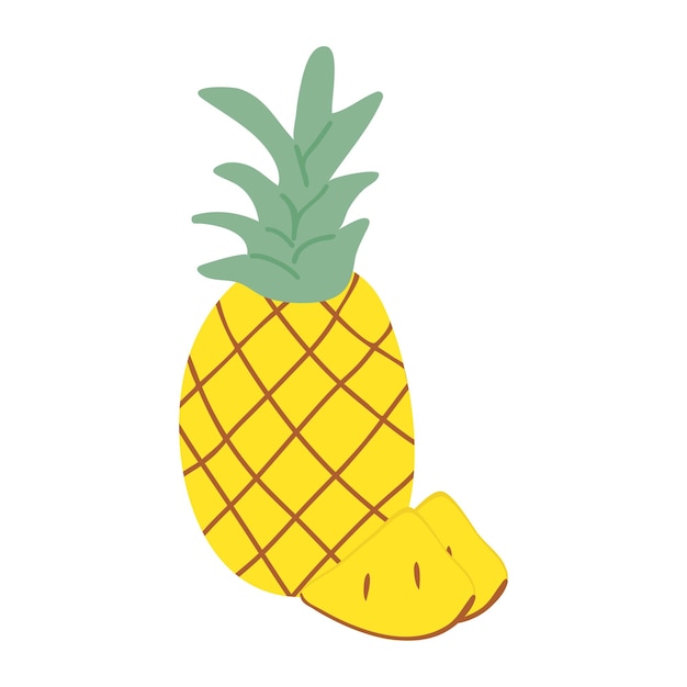 Ananas et ses tranches de style doodle Dessin à la main