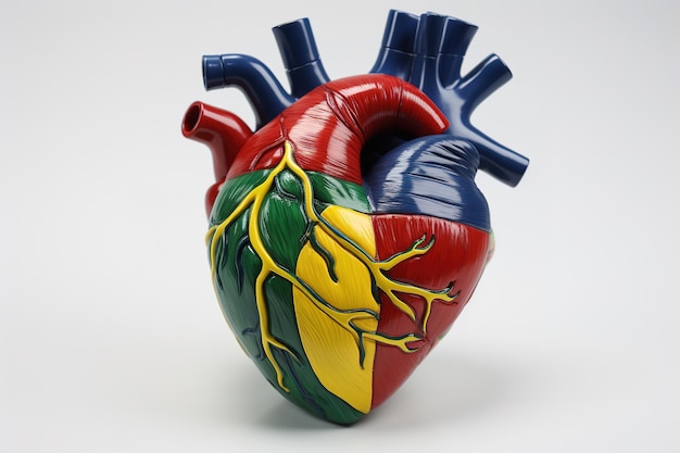 Vecteur anatomie coeur modèle en plastique médical illustration 3d sur fond blanc