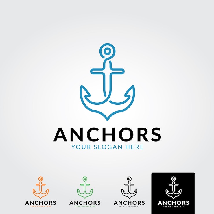 Vecteur anchor logo design vector symbole de l'icône maritime ou de l'activité océanique