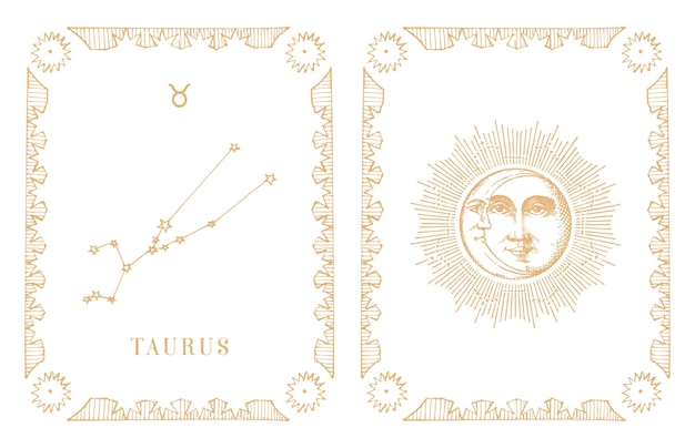 Ancienne Carte De Constellation Du Zodiaque Taureau En Vecteur