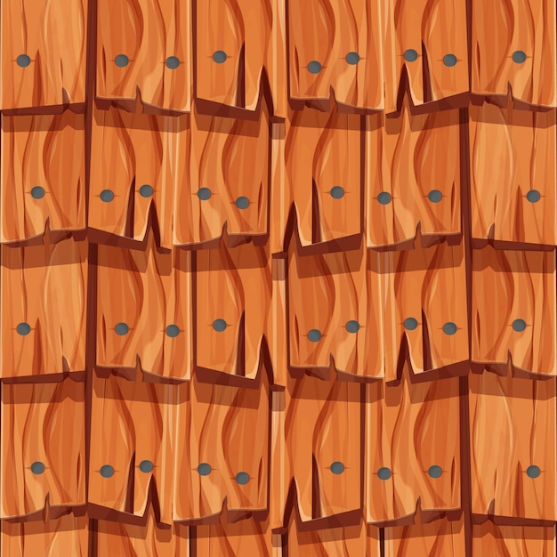 Ancienne couverture de toit en bois à partir de planches avec des ongles modèle sans couture de fond de jeu ui en style cartoon