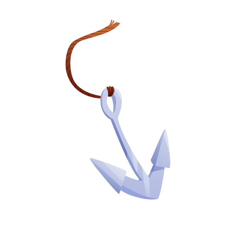 Ancre de navire de mer avec illustration de vecteur de dessin animé de corde