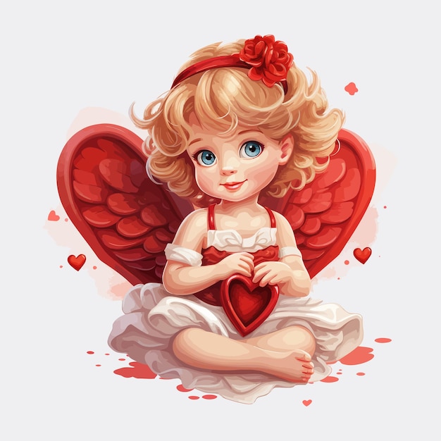 Vecteur l'ange volant de cupidon est le bébé de la saint-valentin.