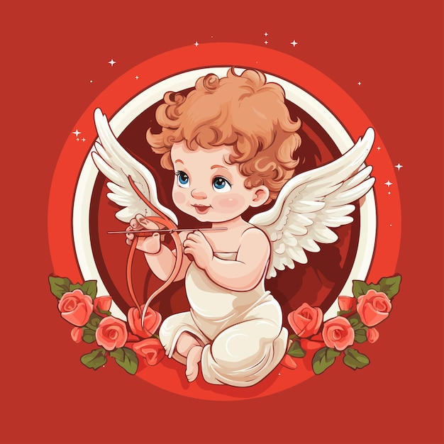 Vecteur l'ange volant de cupidon est le bébé de la saint-valentin.