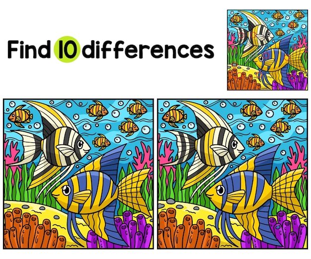 Vecteur angelfish animal trouvez les différences