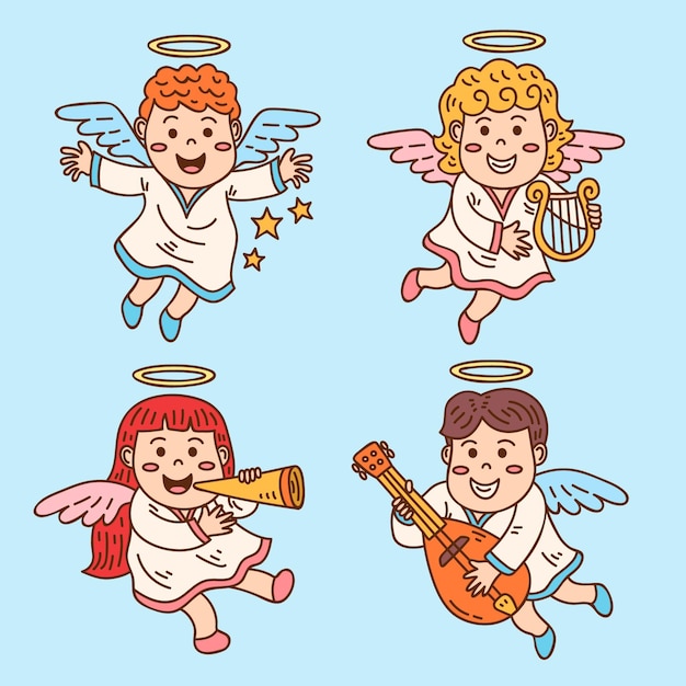 Anges De Noël Dessinés à La Main