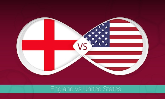 L'Angleterre contre les États-Unis dans le groupe de compétition de football A Versus icône sur fond de football