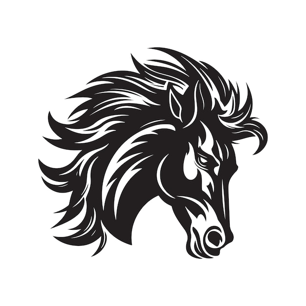 Angry colt vintage logo ligne art concept noir et blanc couleur illustration dessinée à la main