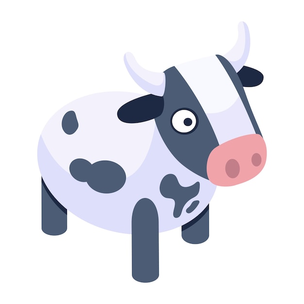Animal Domestique Une Icône Isométrique De Vache