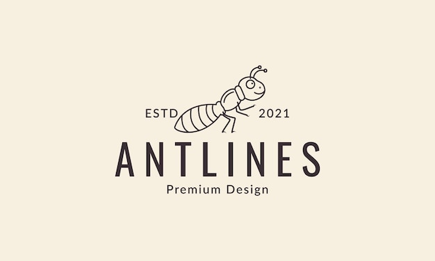 Animal Insecte Fourmi Dessin Animé Lignes Marche Logo Design Vecteur Icône Symbole Illustration