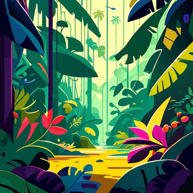 Animal De La Jungle Forêt Tropicale Dessiné à La Main Plat Stylé Autocollant De Dessin Animé Concept D'icône Isolé