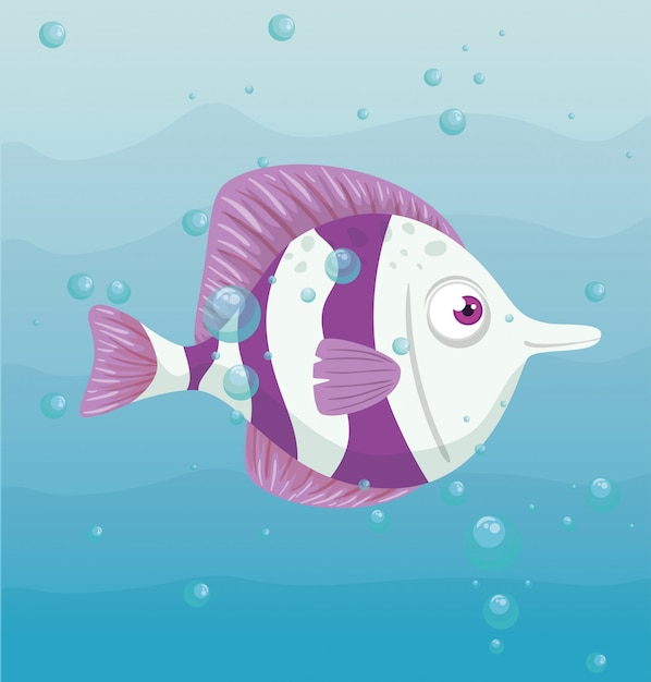 Animal marin mignon poisson dans l'océan, habitant du monde marin, créature sous-marine, concept marin de l'habitat