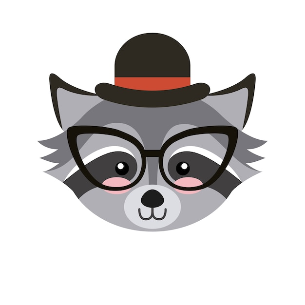 Animal Mignon Avec Chapeau Et Lunettes Style Hipster