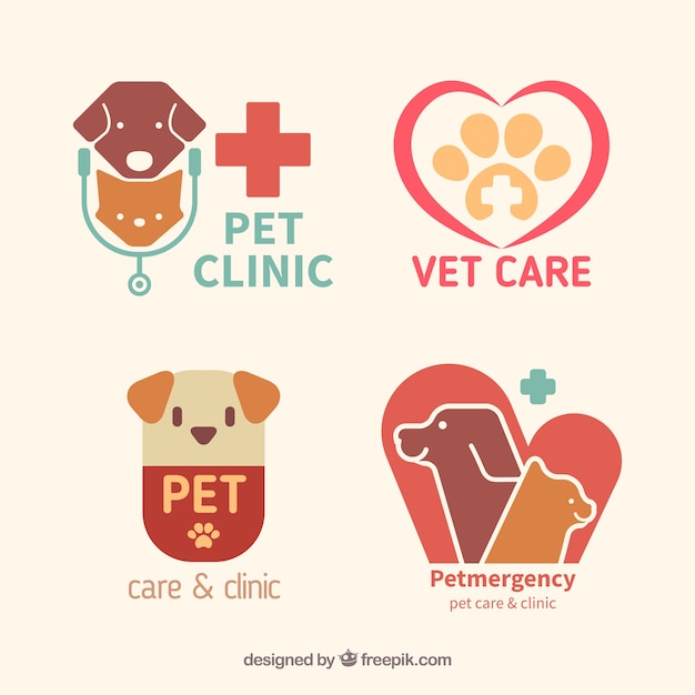 Vecteur animal plat clinique logos