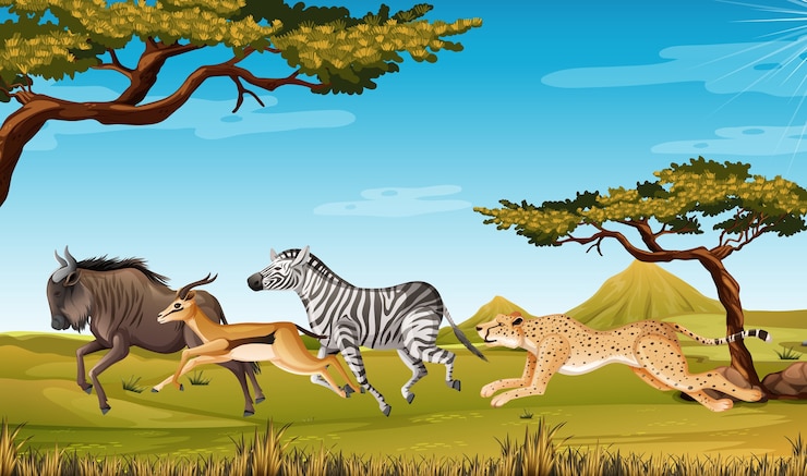 Vecteur animal sauvage, courant, savane