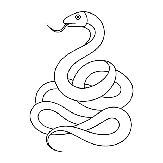 Vecteur animal serpent art en ligne continue sur fond blanc