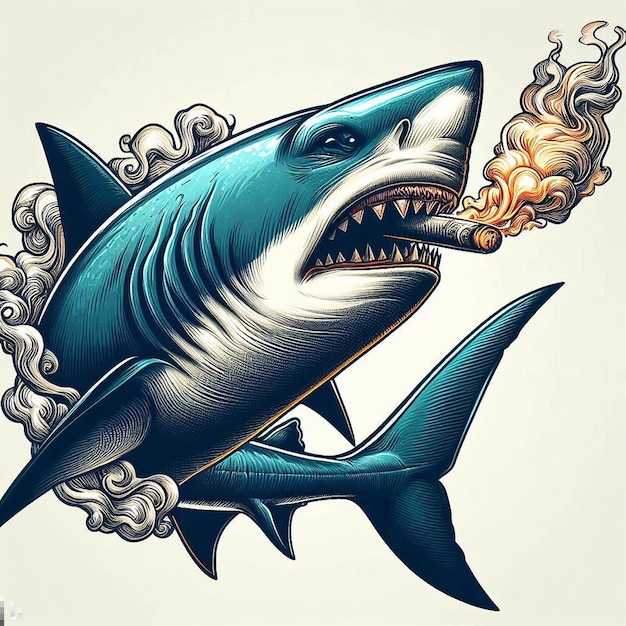 Vecteur animal tueur de poissons symbole du grand requin blanc icon emoji logo illustration signe emoticon