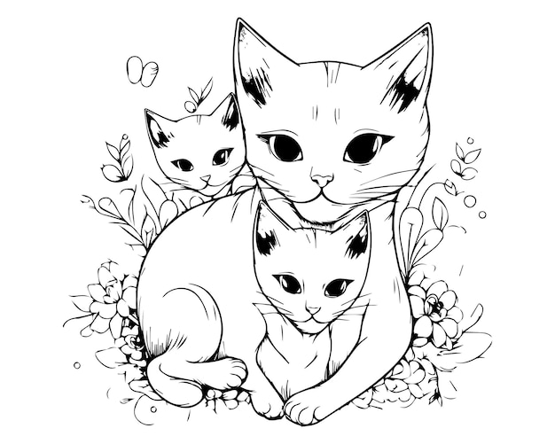 Animal Vecteur Conception Dessin Au Trait Vecteur Croquis Chat Contour De Chat Vecteur De Coloriage