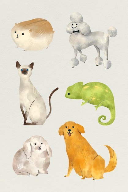 Animaux amicaux vecteur de collection de peinture