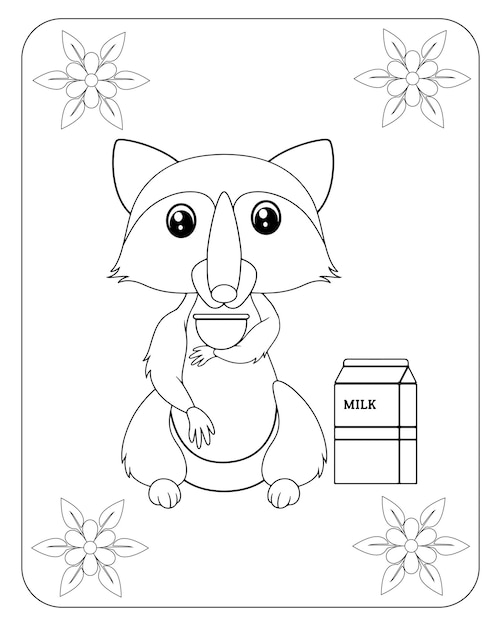 Animaux Buvant Des Pages De Coloriage Pour Les Enfants Vecteur Premium