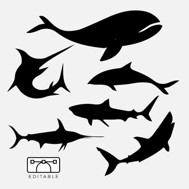 Animaux De L'eau De Silhouette De Poisson