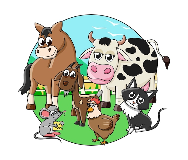 Vecteur animaux de ferme clip art illustration vectorielle