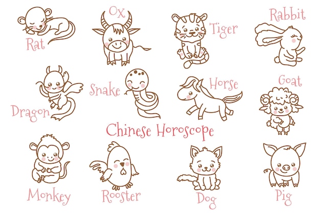 Les Animaux De L'horoscope Du Zodiaque Chinois Ont Des Significations Chanceuses, 12 Animaux Chinois De L'horoscope.