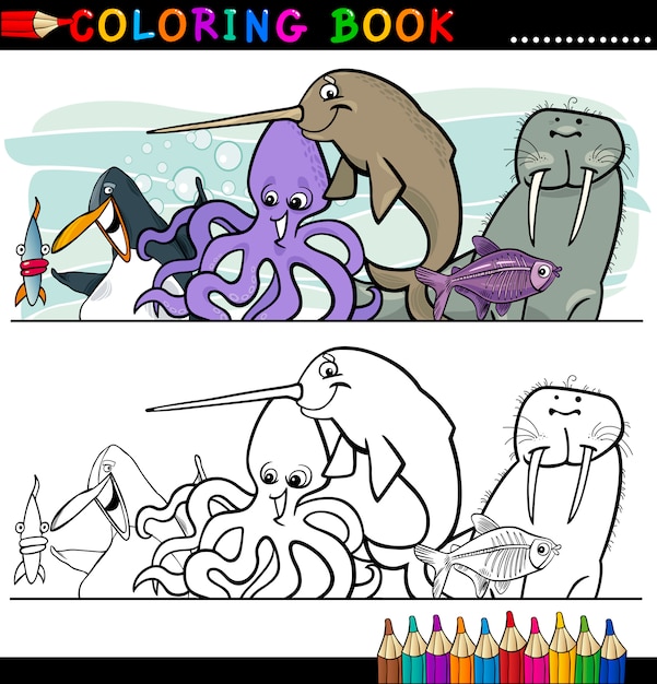 Animaux Marins Et Marins à Colorier