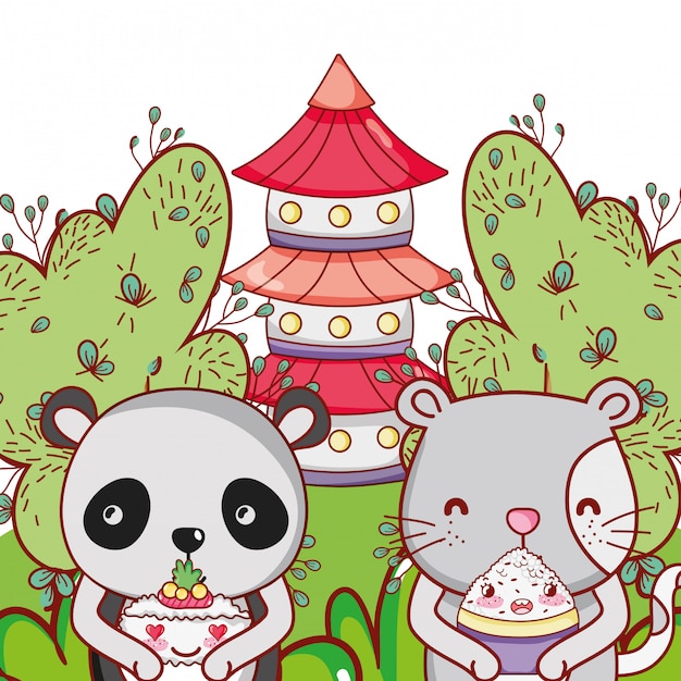 Animaux Mignons Avec Sushi Kawaii