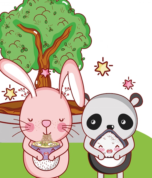 Animaux Mignons Avec Sushi Kawaii