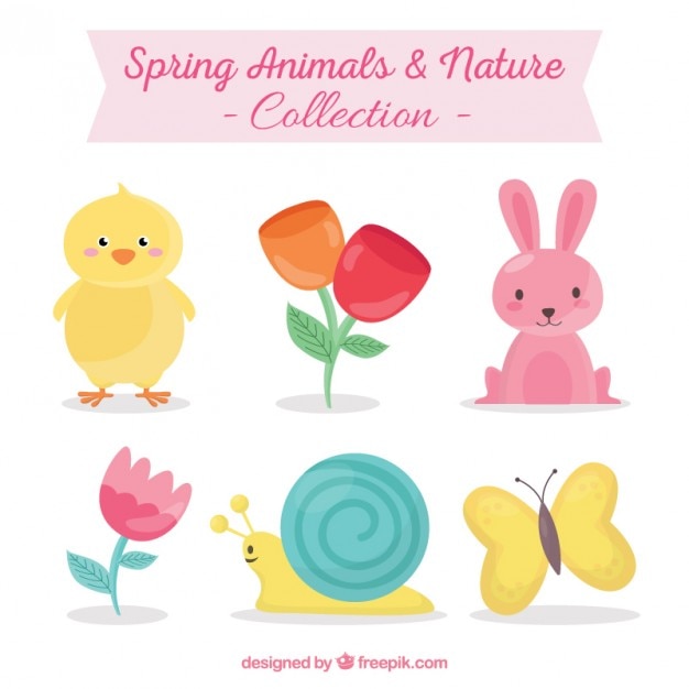 Animaux De Printemps Et La Collecte De La Nature