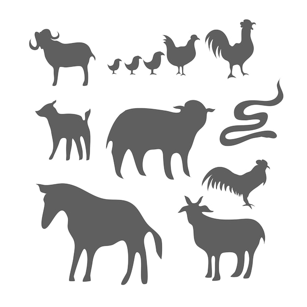 Animaux Silhouette Bundle Set Vector