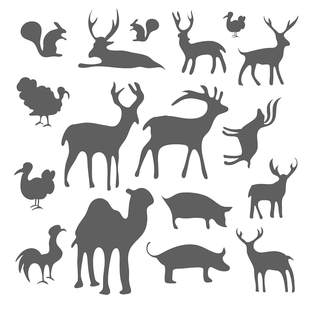 Animaux Silhouette Bundle Set Vector