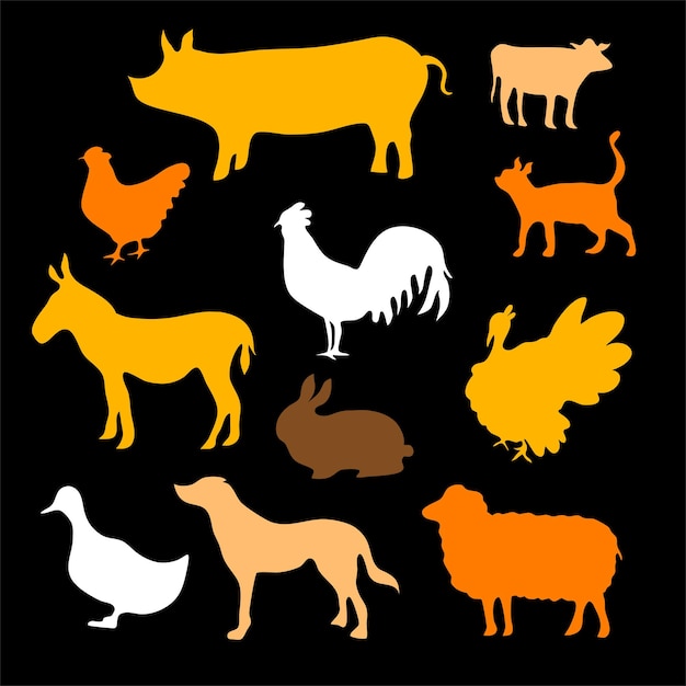 Animaux Silhouette Bundle Set Vector