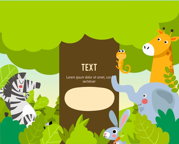 Animaux De Zoo Avec Modèle De Texte