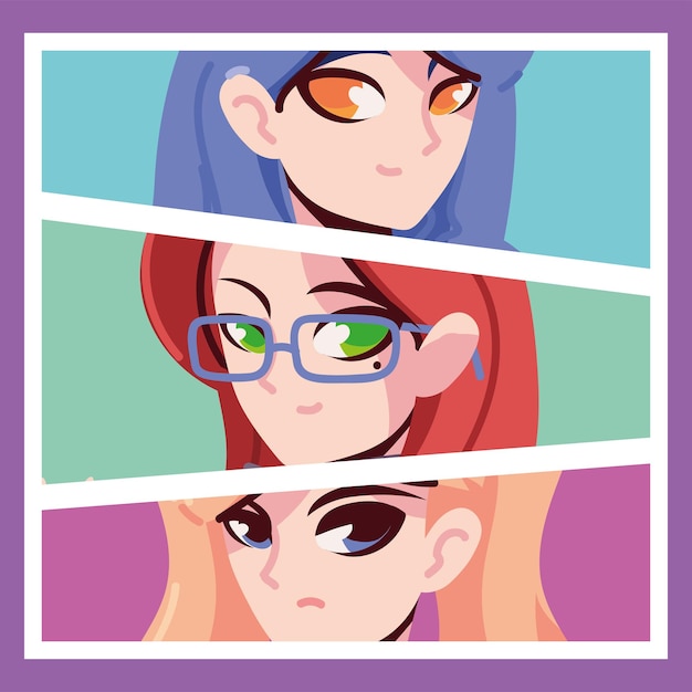 Anime fait face à des filles