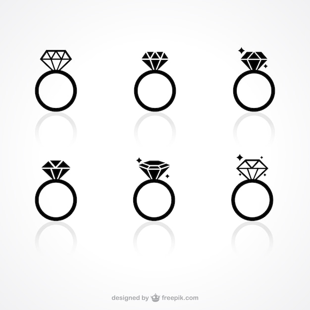 Vecteur anneau icônes diamant